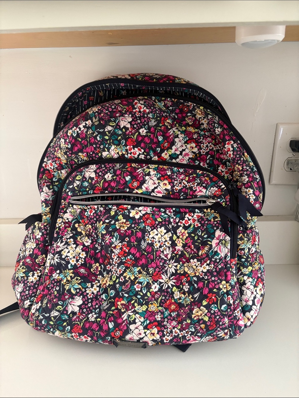 Vera Bradley Quilted Floral Backpack - Pink, Black, Green